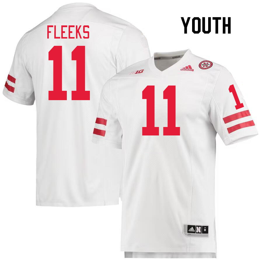 Youth #11 Joshua Fleeks Nebraska Cornhuskers College Football Jerseys Stitched Sale-White - Click Image to Close